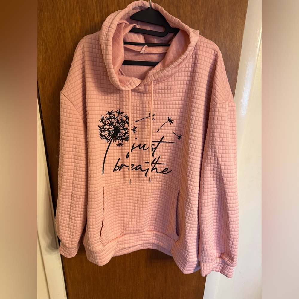 Unbranded Size XXL Quilted Pale Pink Drawstring Hoodie in Gently Used Condition